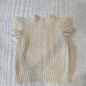 Cream Knit Sweater with Ruffled Sleeves